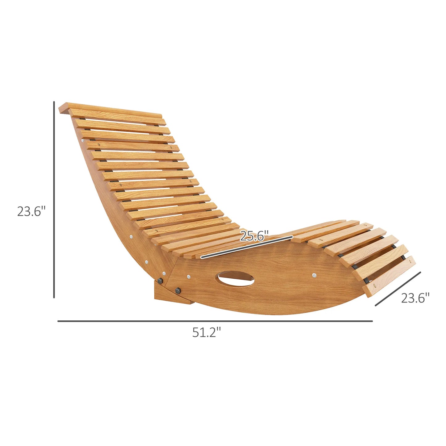 Outsunny Outdoor Teak Rocking Chair With Slatted Seat
