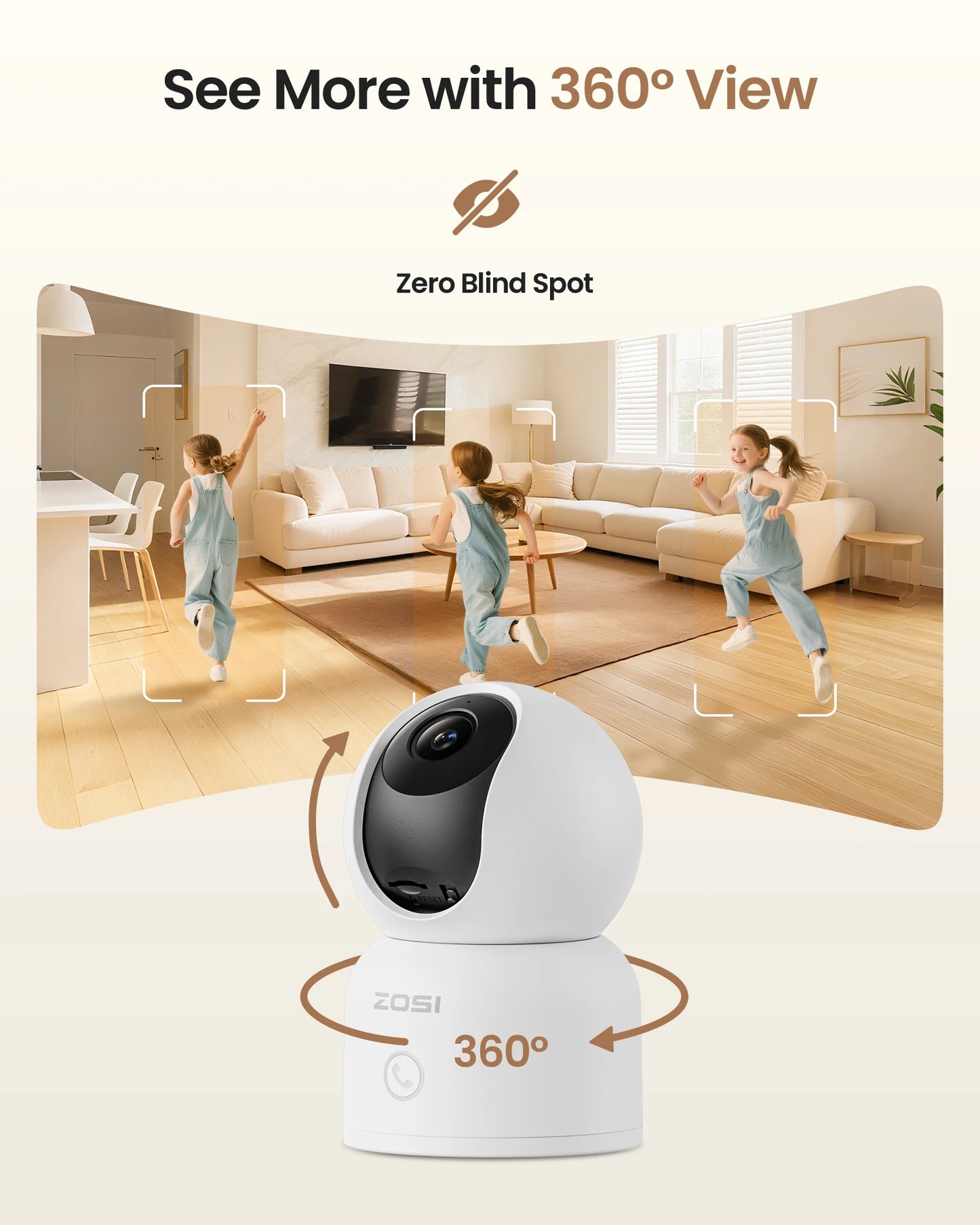 Zosi C518 Indoor Pan Tilt Smart Security Camera With 3MP