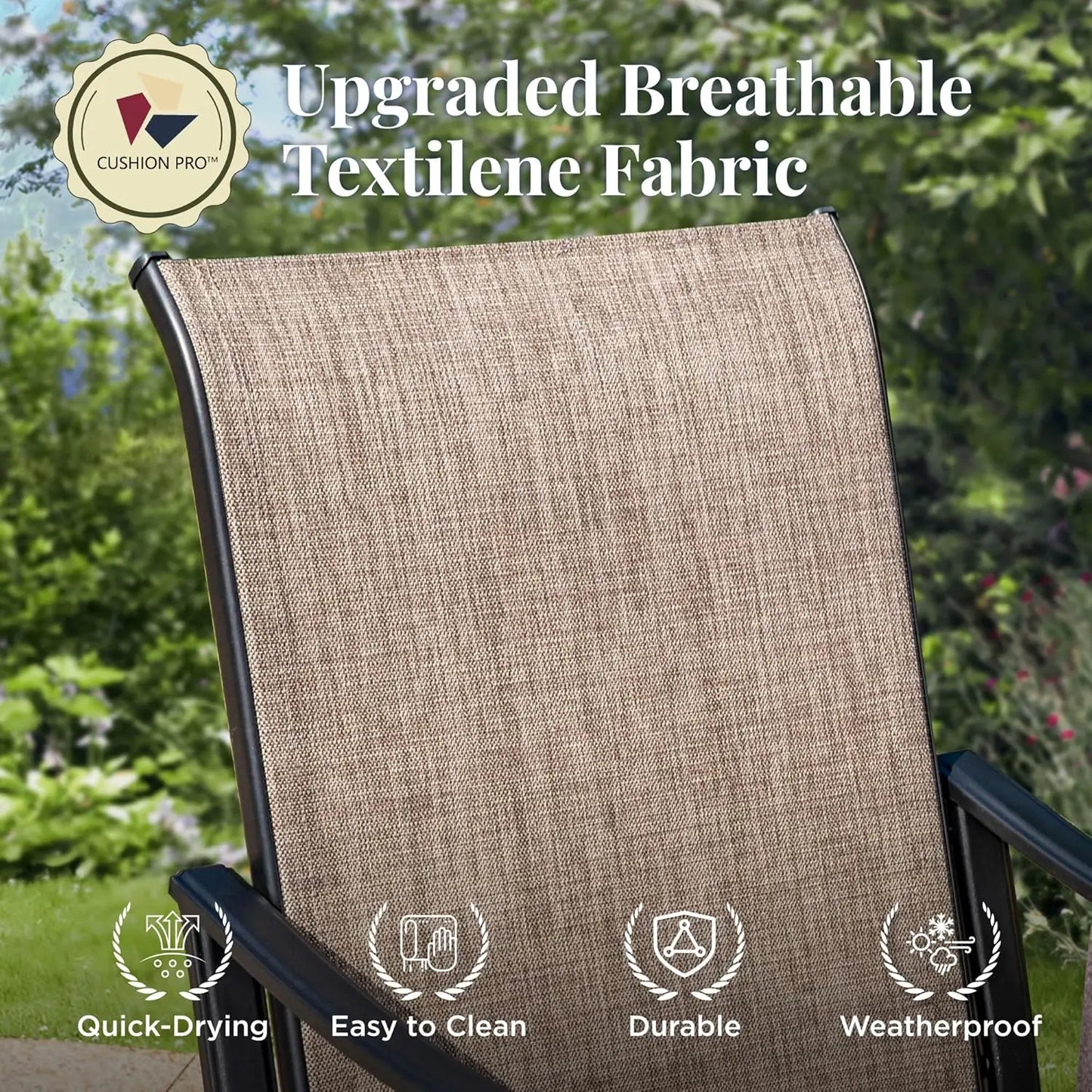 Modern Outdoor Patio Dining Set With Textilene Chairs