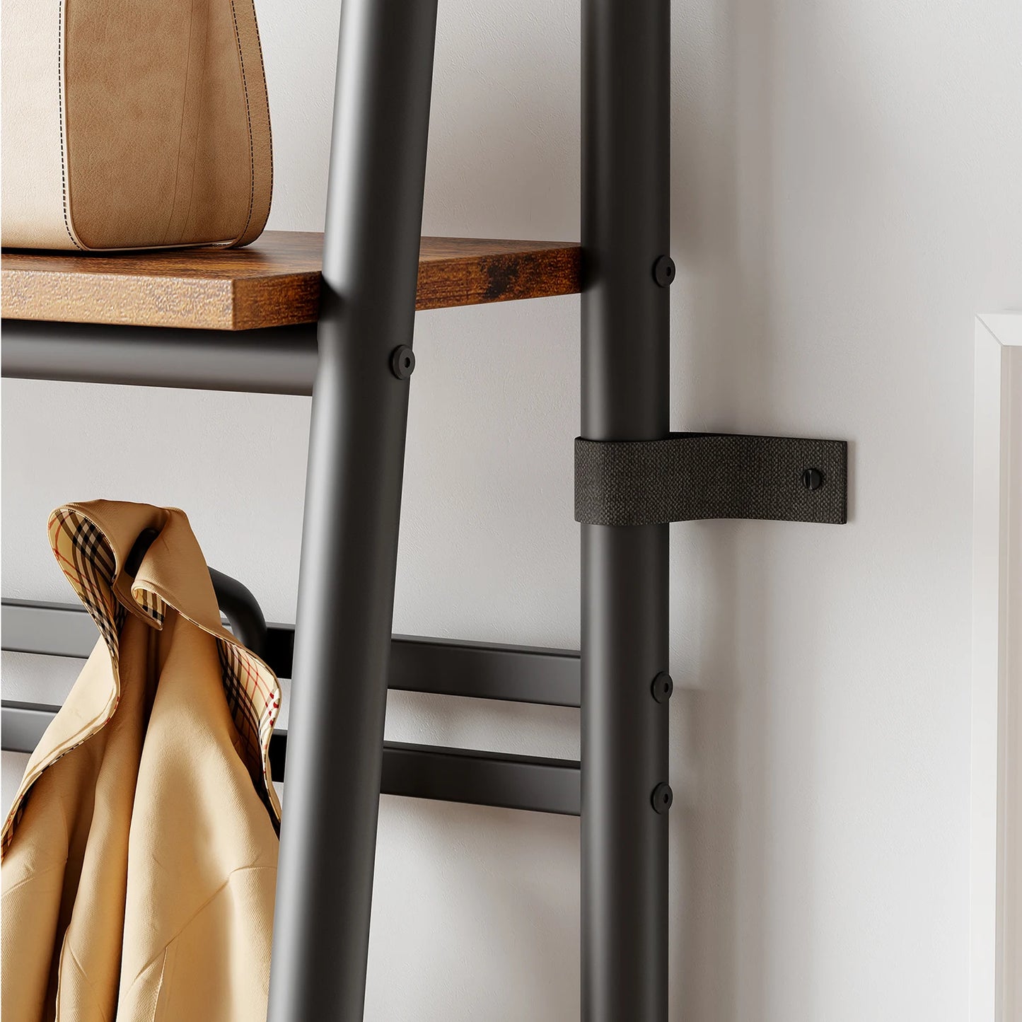 TWISTER.CK Coat Rack Shoe Bench 4 In 1 Hall Tree With Steel Frame