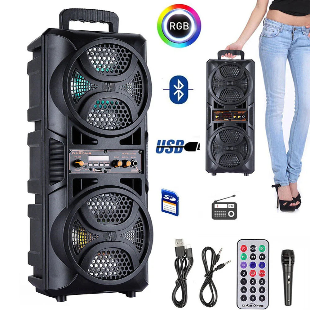 Portable 3000W Bluetooth Speaker Subwoofer Heavy Bass Sound System Party DJ Karaoke Remote & MIC