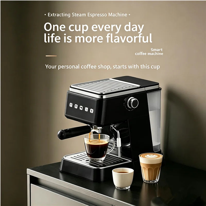 20 Bar Pressure Espresso Coffee Machine 20s Fast Heat Auto Extraction Milk Frother Home Barista Coffee Maker 1.5L Water Tank