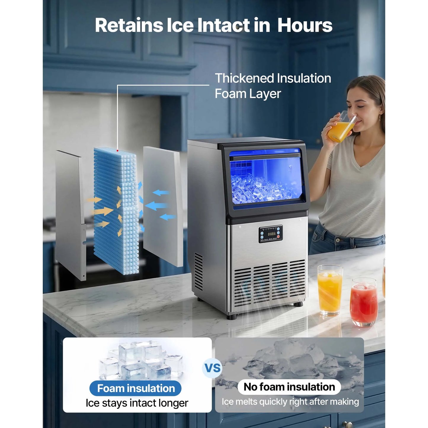 SucceBuy Commercial Ice Maker Machine 80lbs To 440lbs 24 Hours Stainless Steel