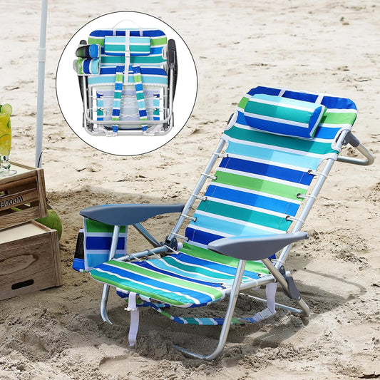 TWISTER.CK Portable Backpack Beach Chair With Five Reclining Positions