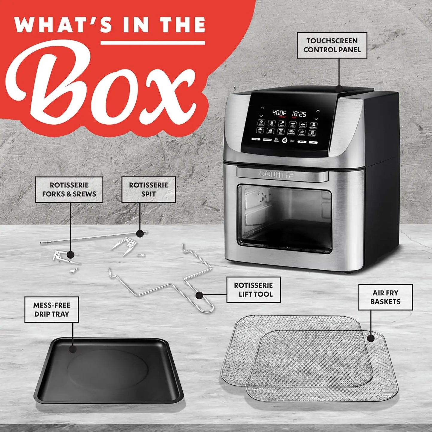 Air Fryer Oven With Rotisserie 12 Presets And Digital Display