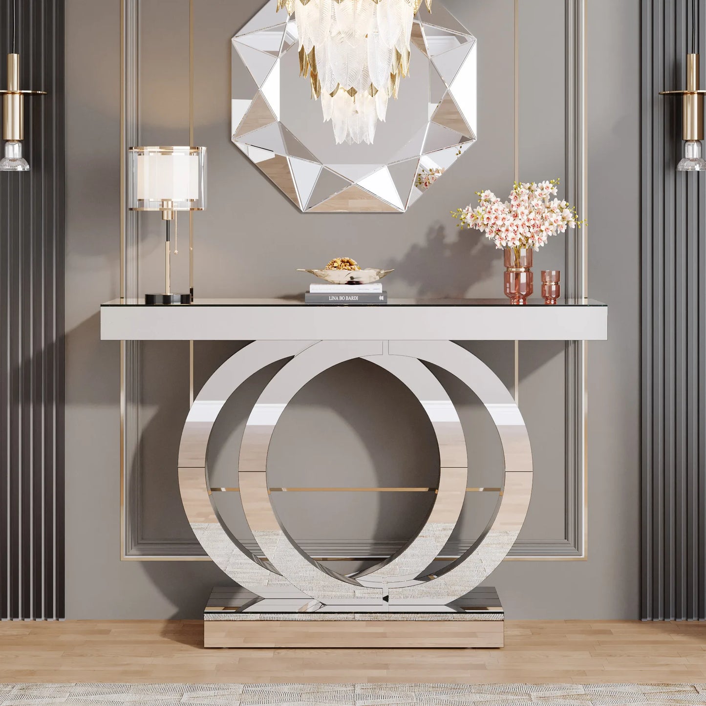 Tribesigns Mirrored Console Table With Thickened Mirror Finish For Entryway