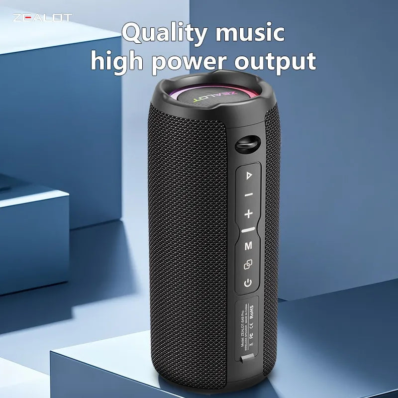 Zealot-S49 Pro 20W Wireless Speaker, RGB Light Wireless HiFi Sound Quality, Bass Boost, Dual Pairing, 3000mAh Battery