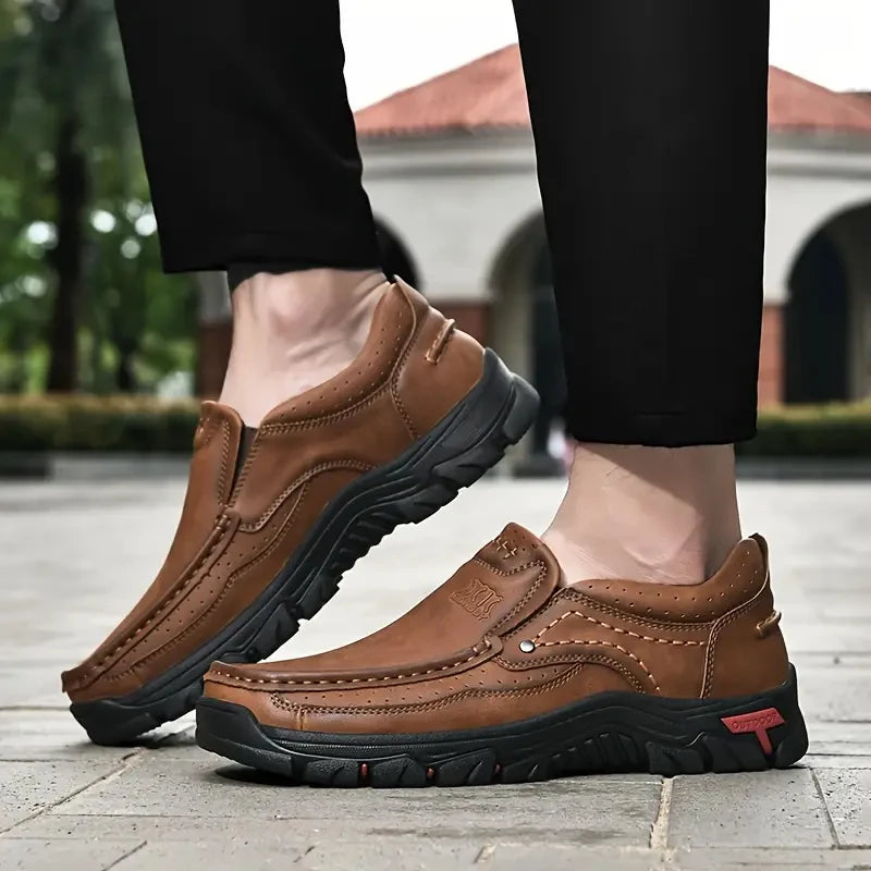 Abfuber Handmade Leather Casual Men Slip On Loafers