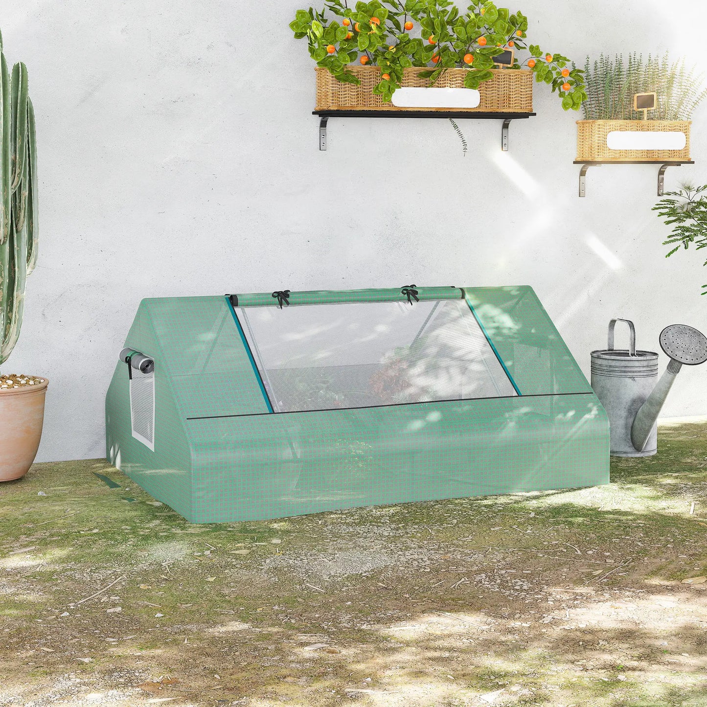 Outsunny Portable Greenhouse With Zippered Windows And Door