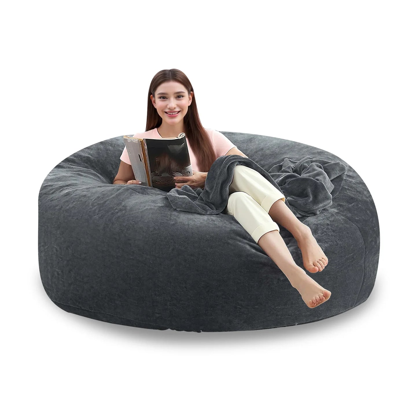 Memory Foam Beanbag Chair With Washable Flannel Cover For Reading