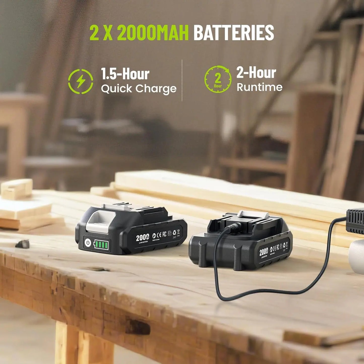 Robustrue Electric Screwdriver 21V 1/4" Hex Cordless Impact Driver 230N.m Brushless Impact Driver Drill Set with 2.0 Ah Battery Variable Speed