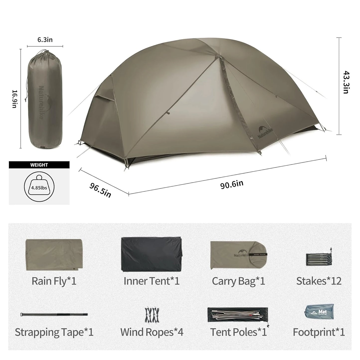 Naturehike Mongar PRO Ultralight 1/2/3 Person Tent Camping Outdoor Waterproof 20D Nylon Backpacking Travel Cycling Tent