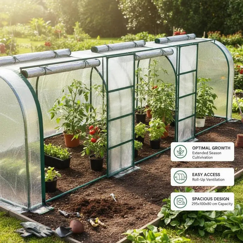PVC Tunnel Greenhouse With Steel Frame For Garden Backyard
