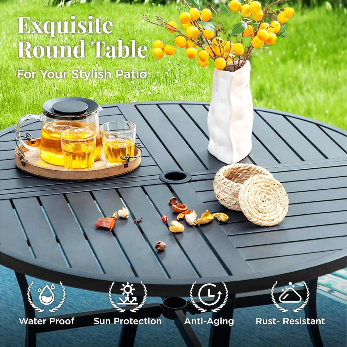 Modern Outdoor Patio Dining Set With Textilene Chairs