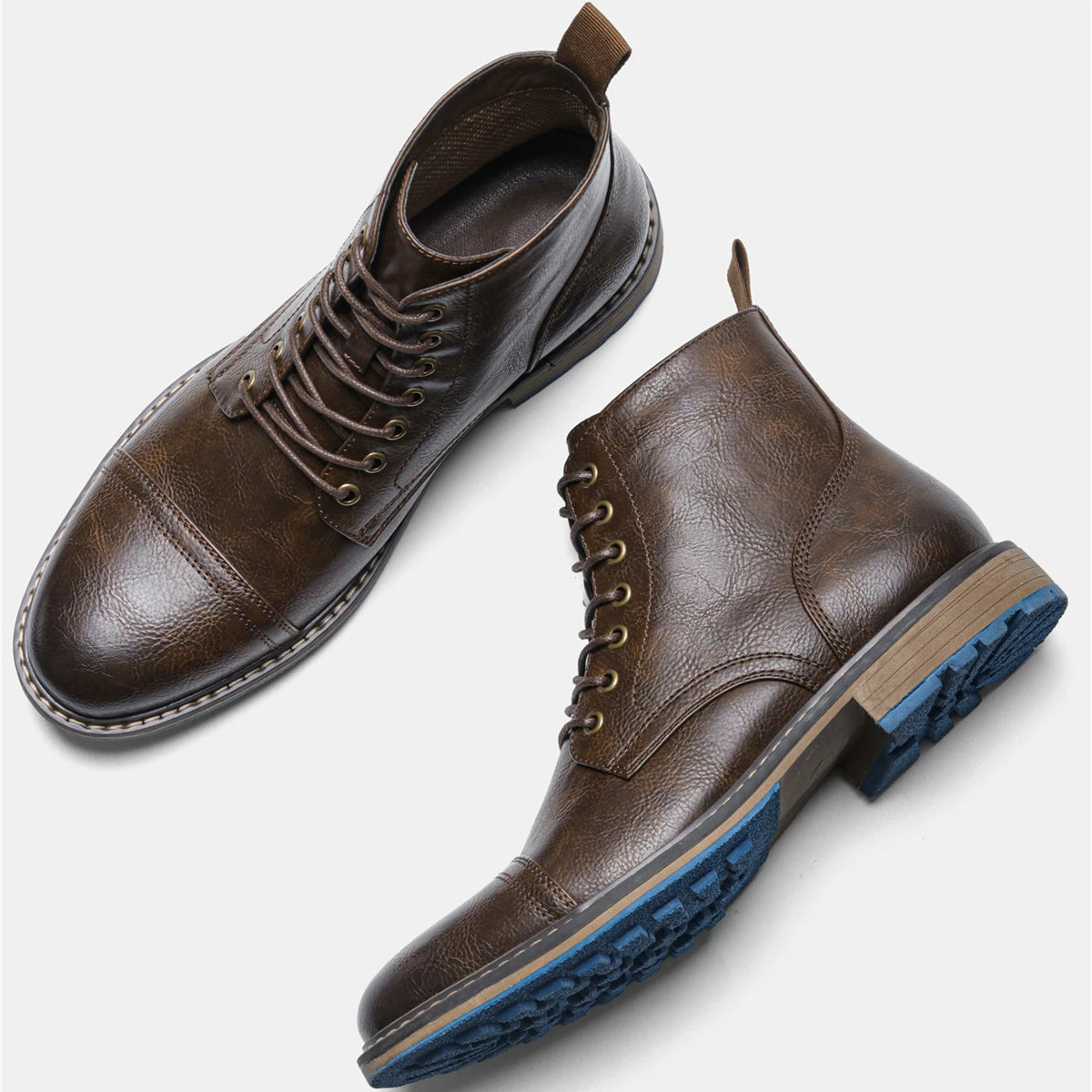 Hecrafted Men's Ankle Boots Metal Decoration Comfortable Zip Up