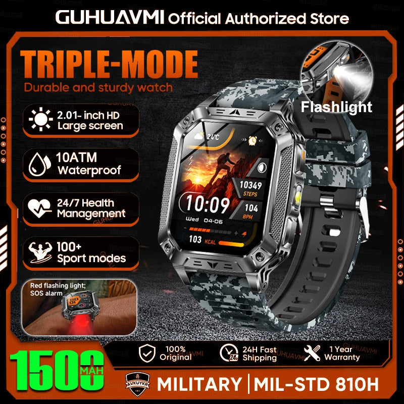 Military Grade Smart Watch With 1500mAh Battery And 100 Days Battery Life