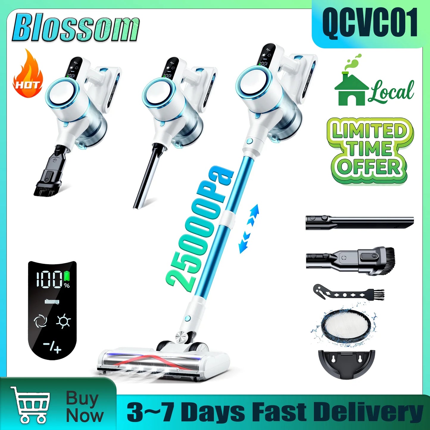 QCVC01 Wireless Vacuum Cleaner 4-In-1 Cordless Stick