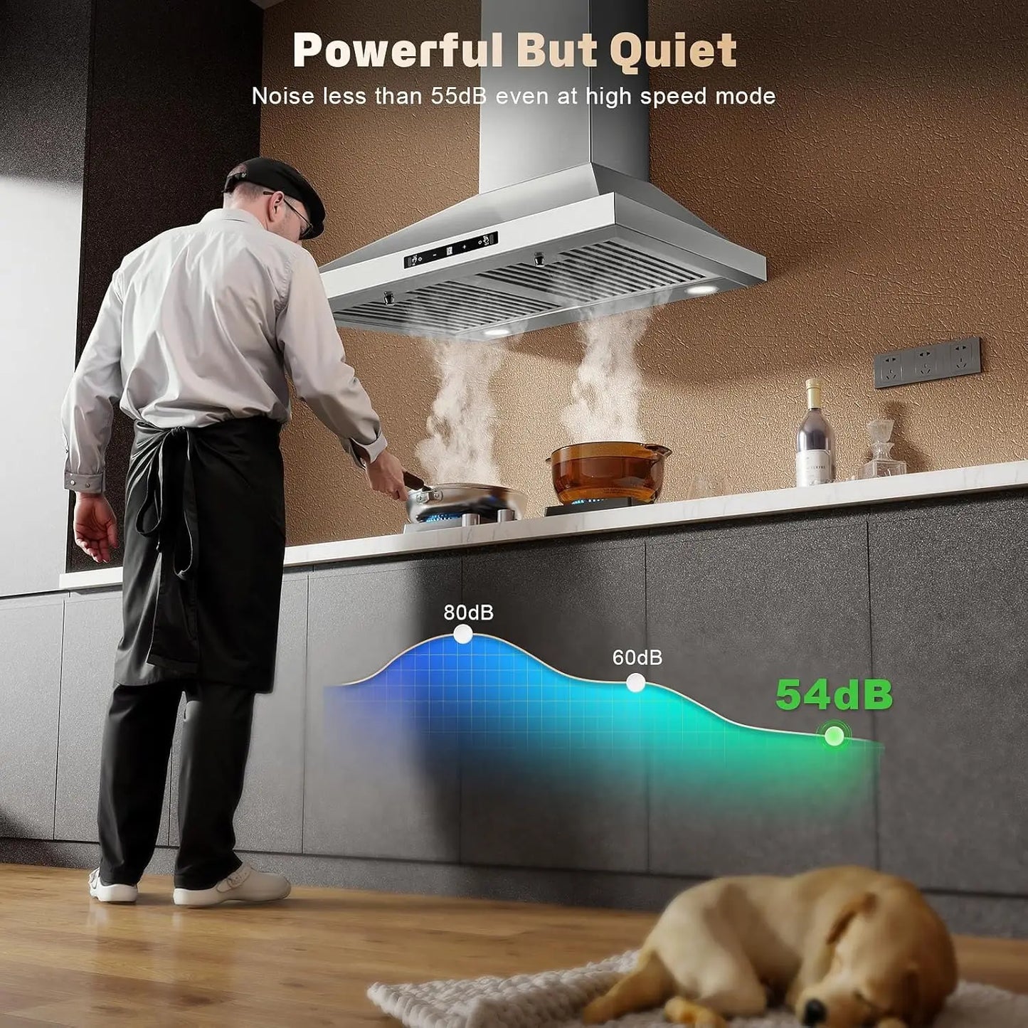 Tieasy Wall Mount Range Hood Stainless 450 CFM Gesture Sensing