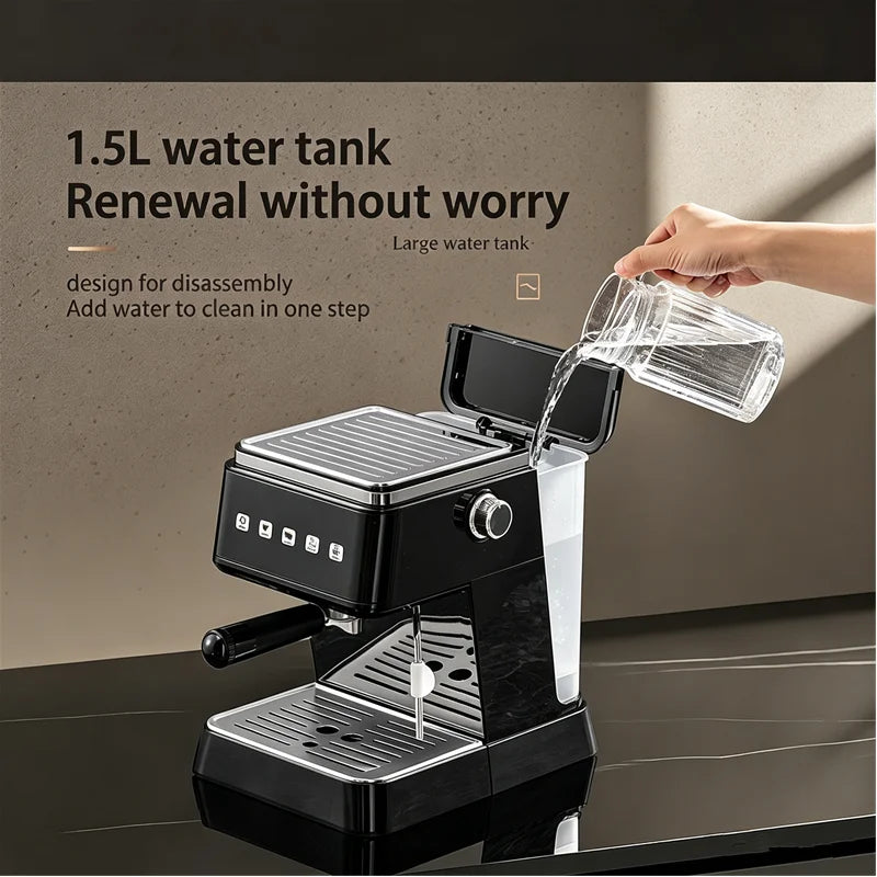 20 Bar Pressure Espresso Coffee Machine 20s Fast Heat Auto Extraction Milk Frother Home Barista Coffee Maker 1.5L Water Tank