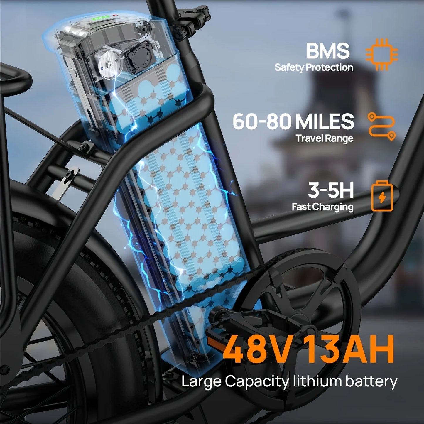 URLIFE E20 1000W Electric Bike With Removable 48V 13Ah Battery Dual Disc Brakes