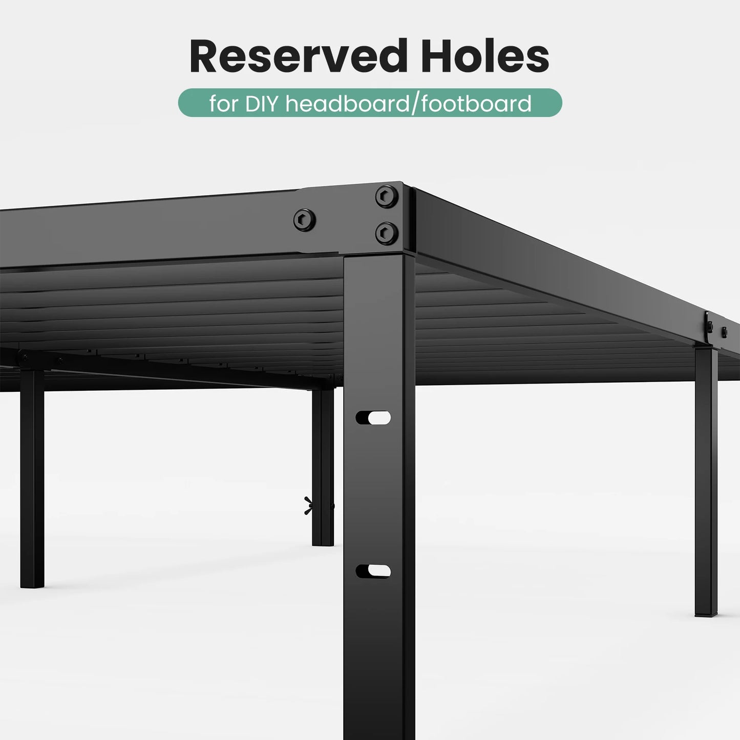 JHK 18IN Tall Basic Metal Platform Bed Frame Sturdy Steel Heavy Duty with Storage Space Bedroom Frames Slat Support For Home