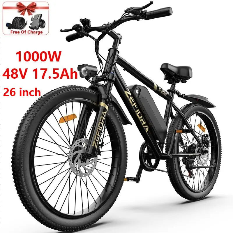 ZEFIORA 1000W Thick Tire Electric Bike Aluminum Alloy