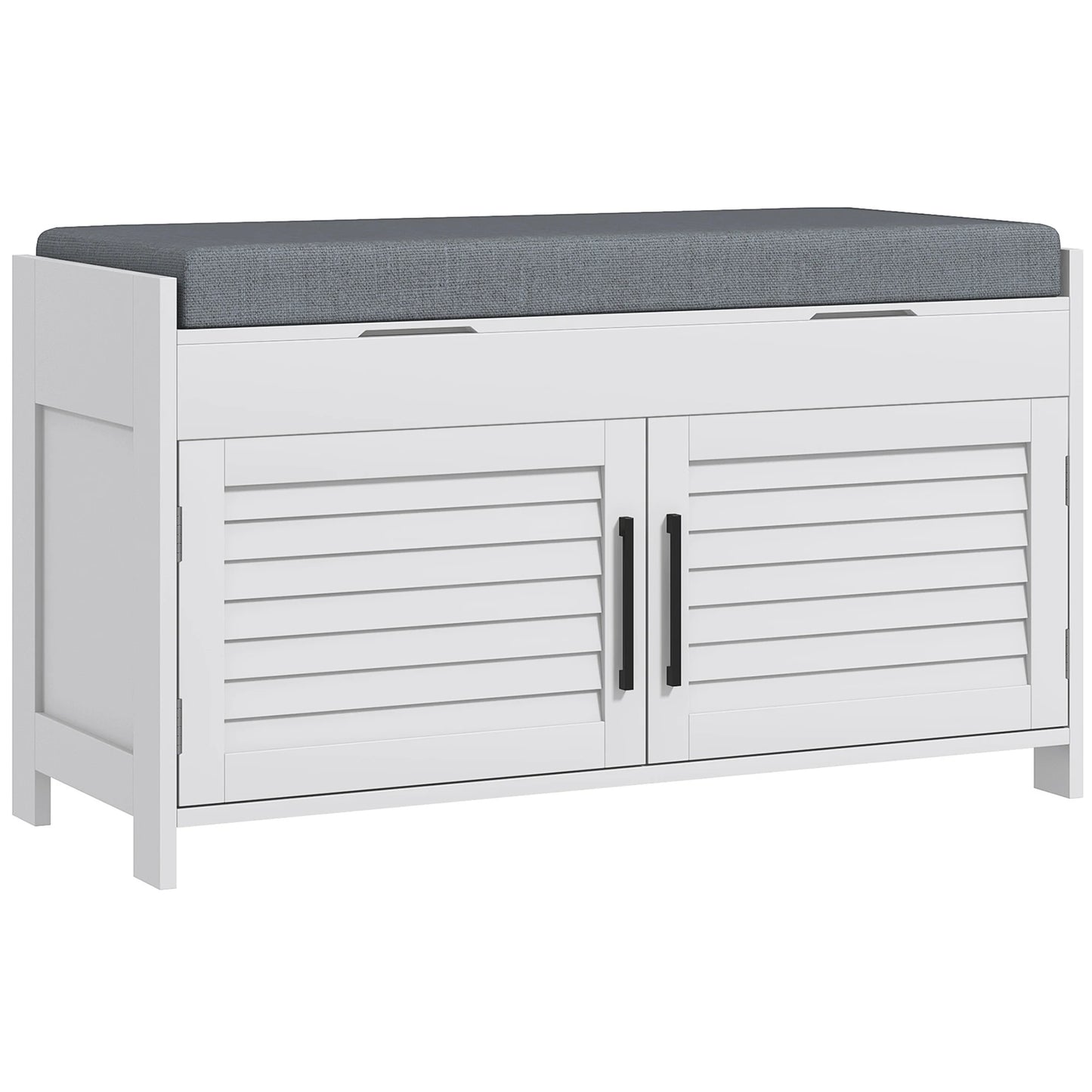 HOMCOM Shoe Bench With Cushion And Hidden Storage Compartments