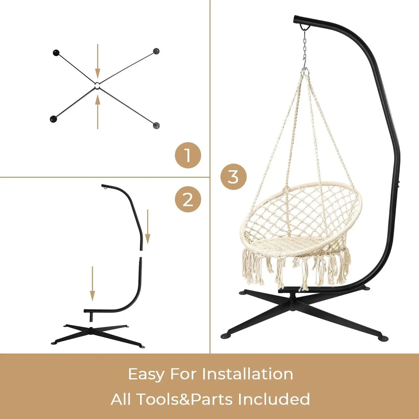 Homfa Heavy Duty Metal Hanging Chair Stand For Outdoor Patio