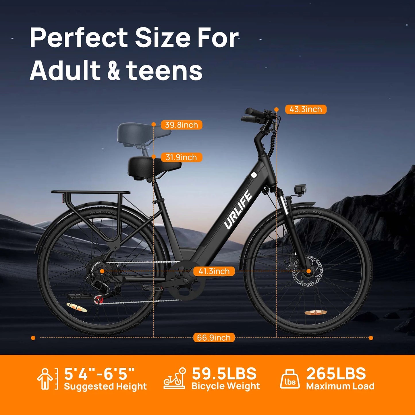 E26 Electric Bike 750W Peak Motor City Commuter