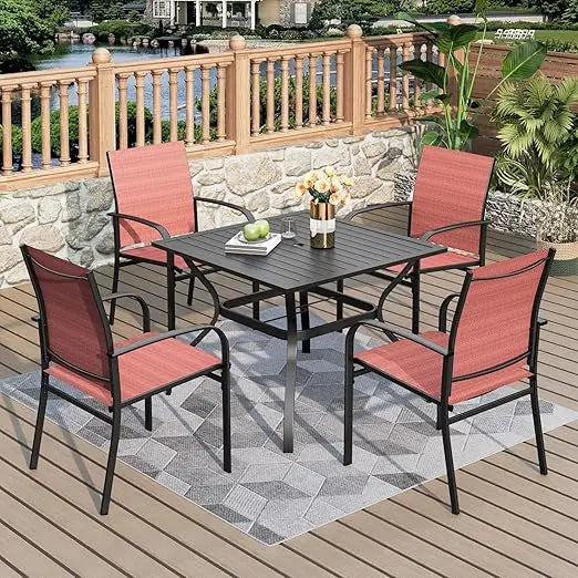 Patio Table and Chairs Set for 4 People Outdoor Dining
