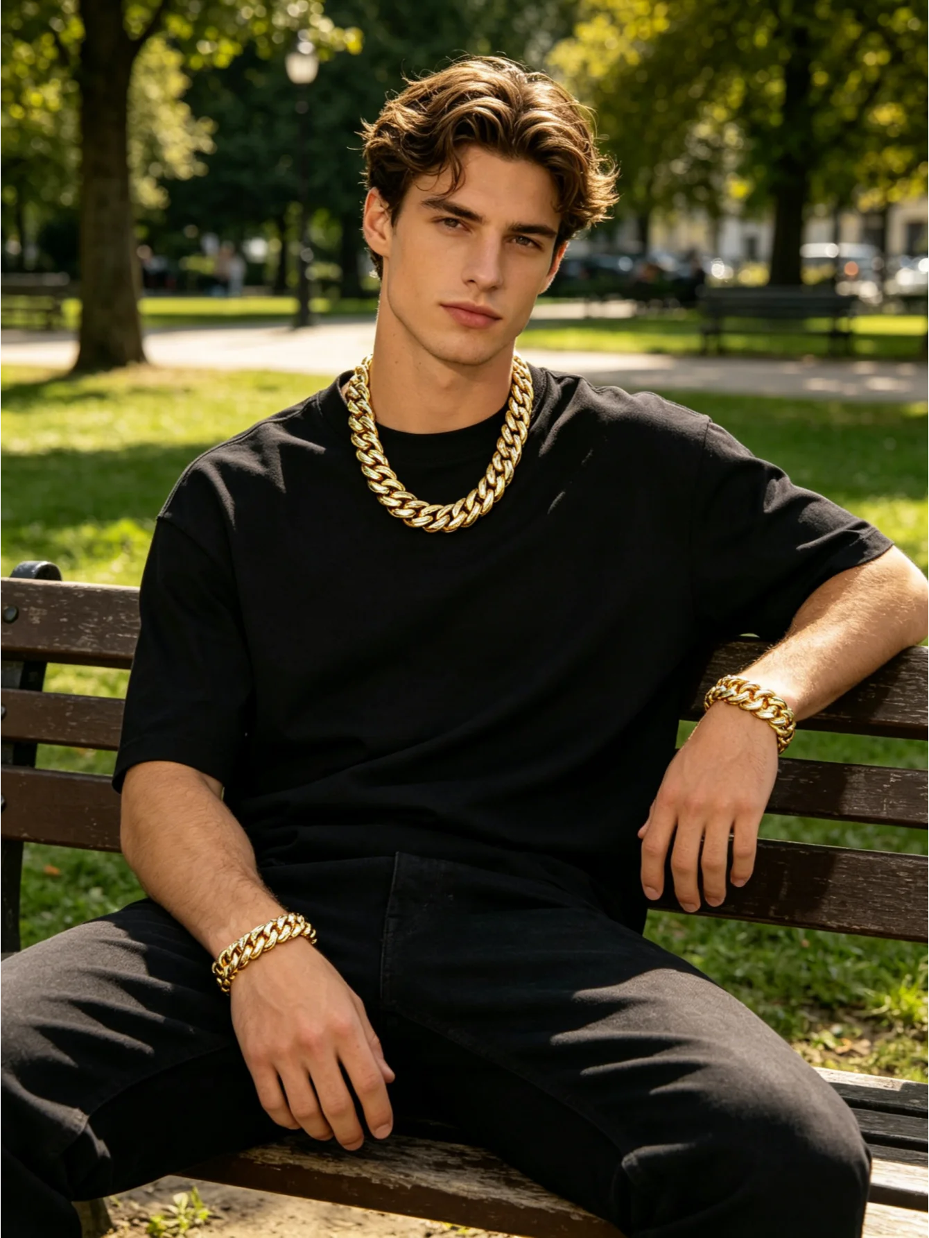 8-22mm Hip Hop Bling Gold Color Stainless Steel  Cuban Miami Link Chain Necklaces for 18k Gold-plated Men Rapper Jewelry(1PC)