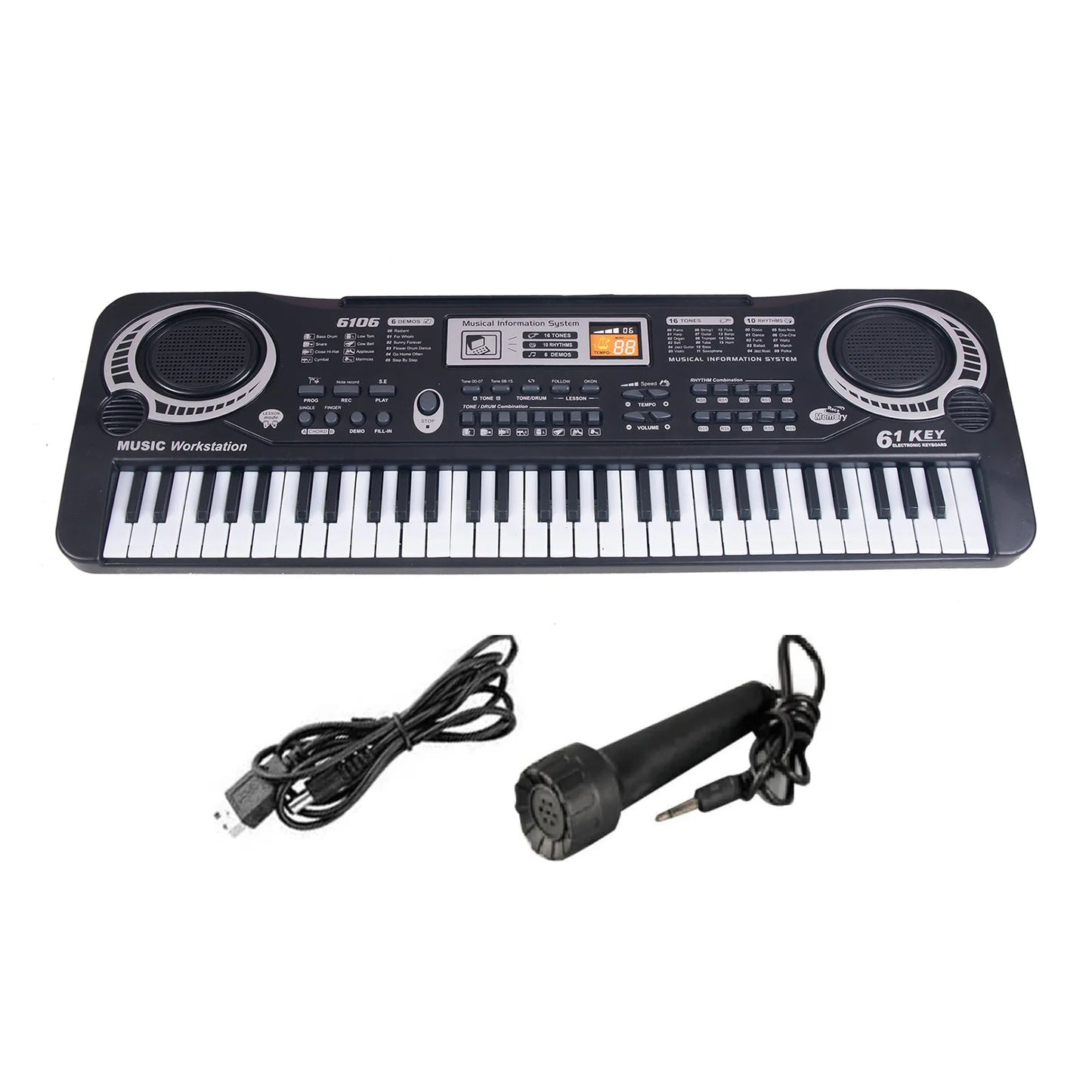 61 Keys Black Digital Music Electronic Keyboard Electric Piano Kids Musical Instrument Musical Instrument Electronic Keyboard