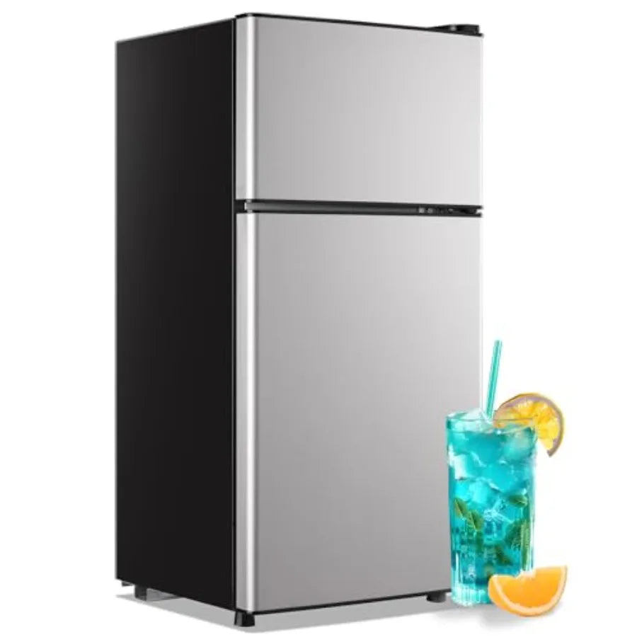 Compact Stainless Steel Mini Refrigerator With Freezer For Dorm Use