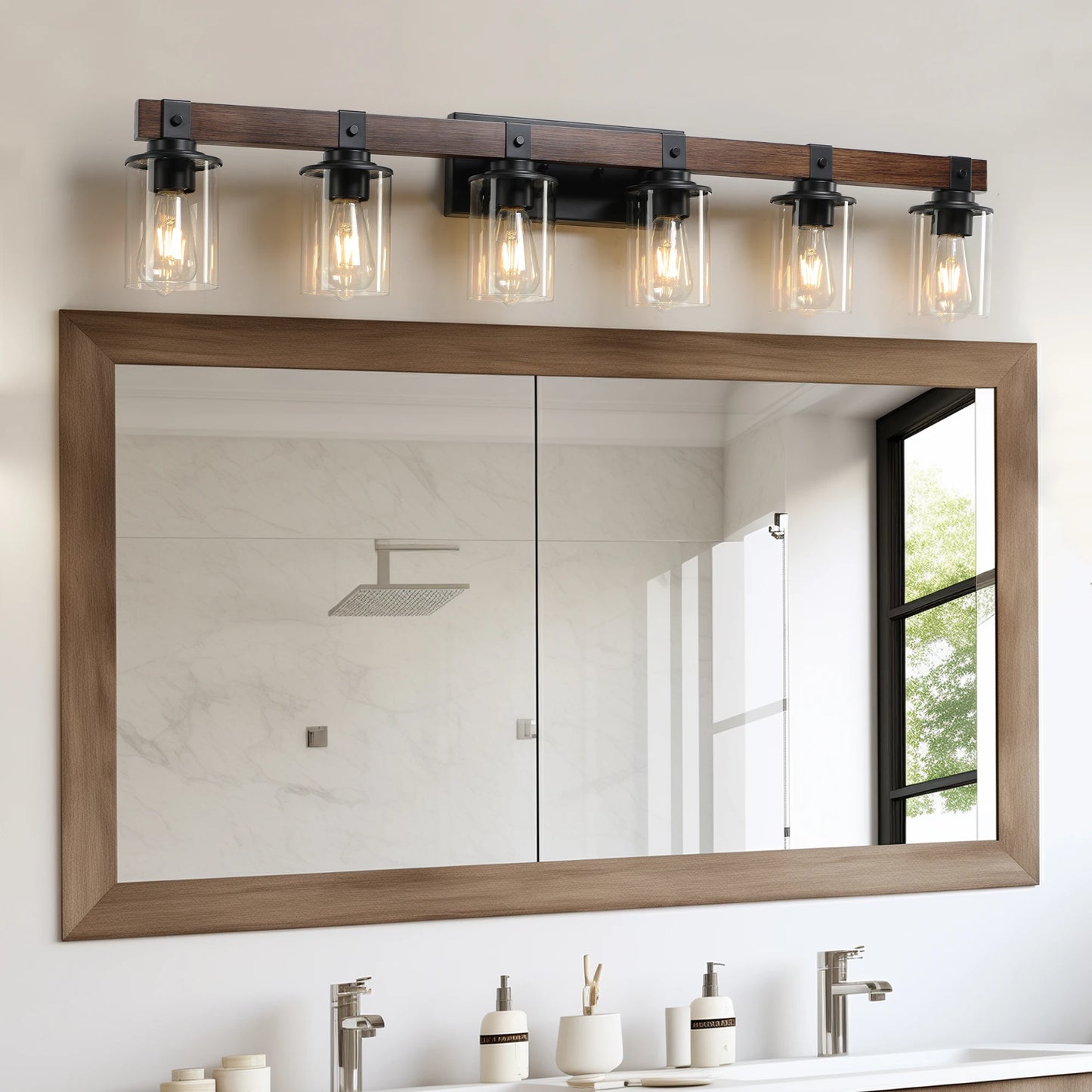ARLGSITE 6 Lights Farmhouse Vanity Light Fixture Rustic Bathroom Sconce