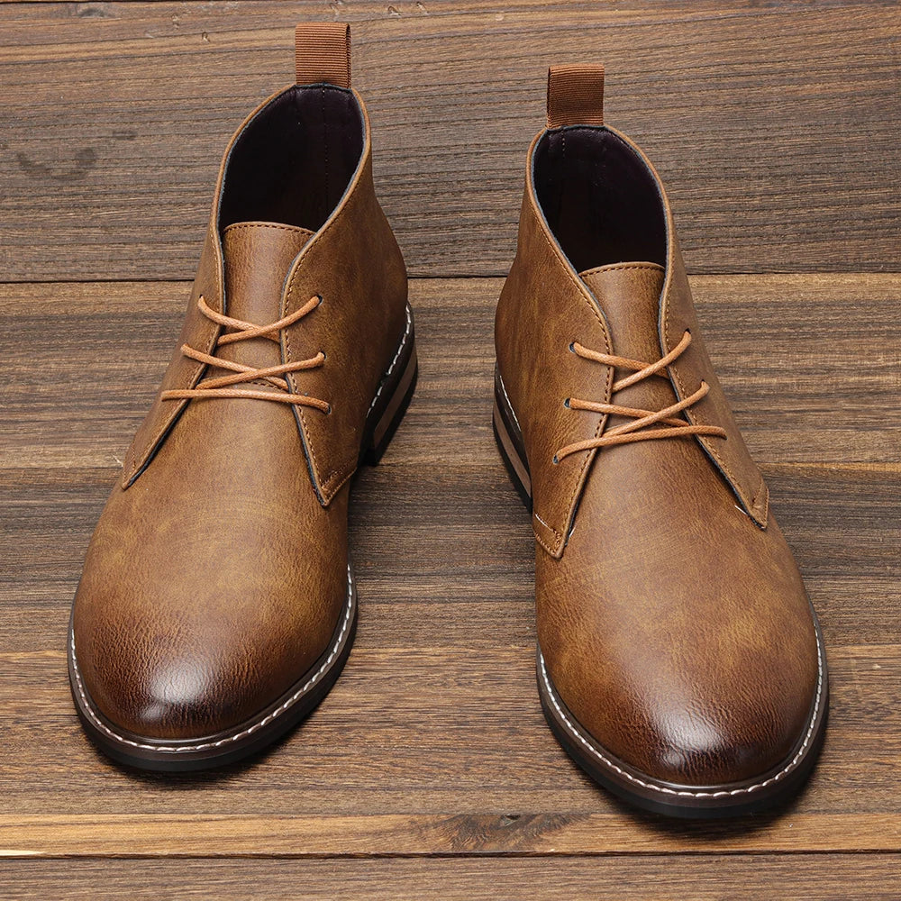 Hecrafted Leather Desert Boots Men Casual Retro Style Comfort