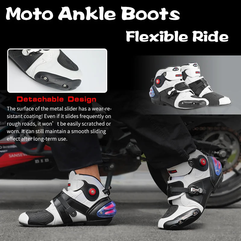 Unisex Leather And Mesh Motorcycle Boots For Men And Women