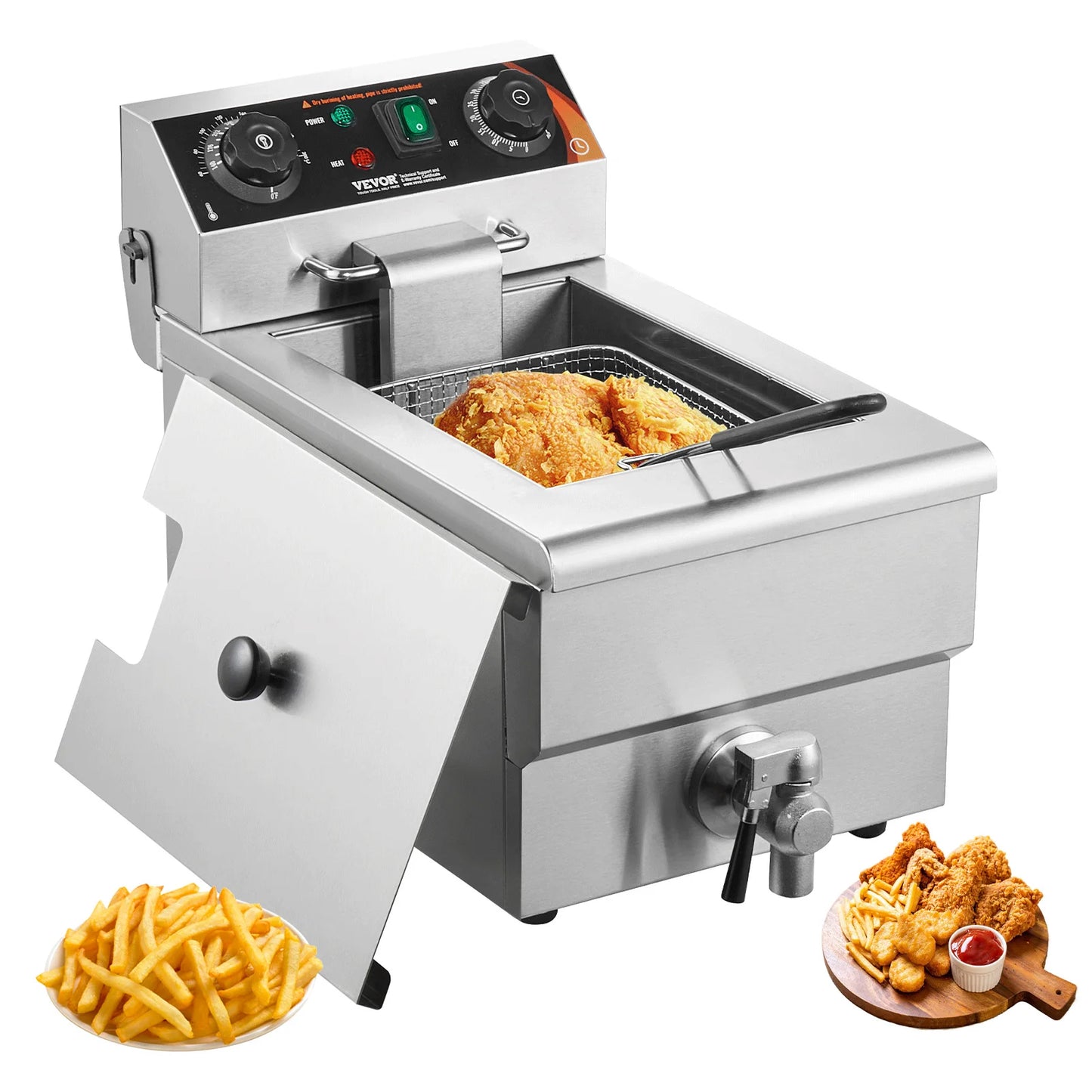 SucceBuy Commercial Electric Countertop Deep Fryer With Temperature Control