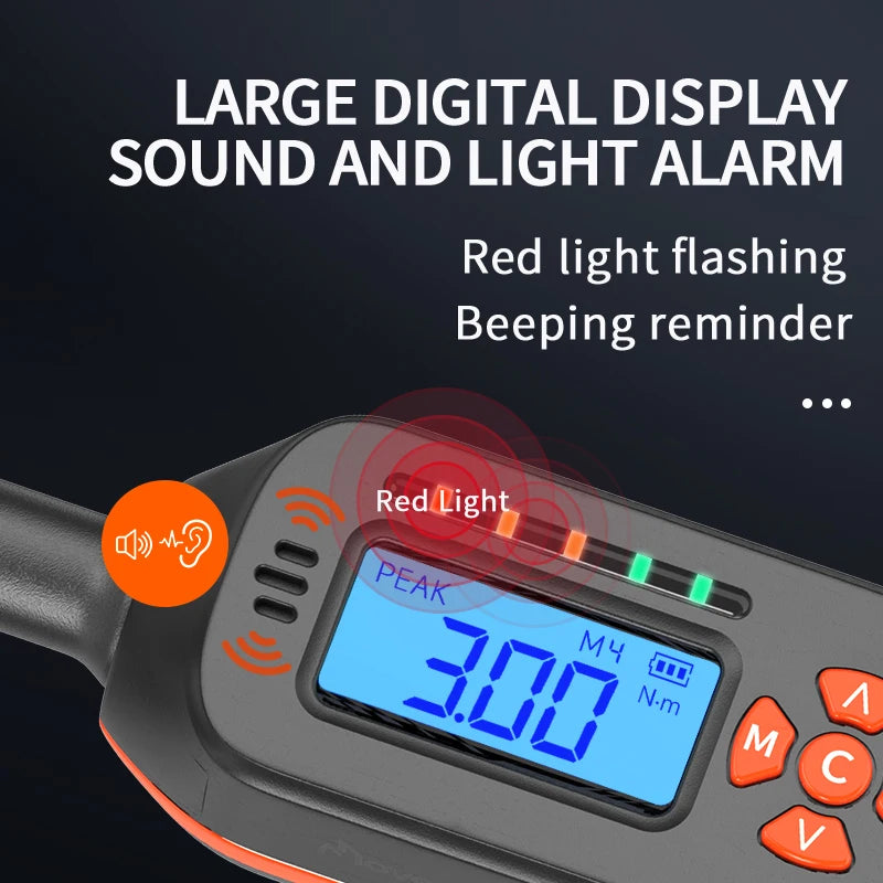 MOVECRAB 1/2 3/8-inch Drive Digital Torque Wrench 3-340N.m/2.2-250.8ft-lb Preset with LED/Buzzer Alerts for for Bike Motorcycles Automotive Mechanical