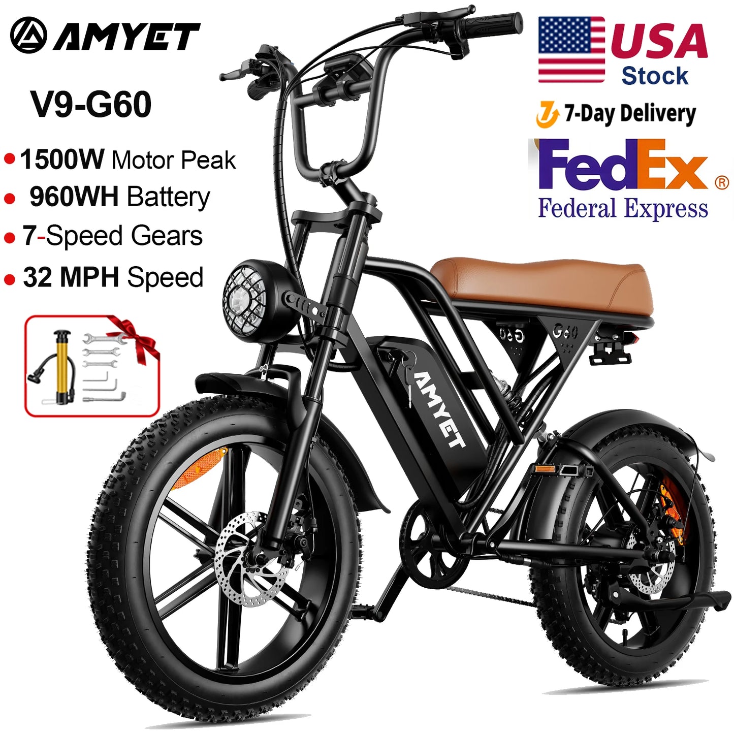 Am yet V9 G60 1000W Adults Electric Bike With 48V Battery