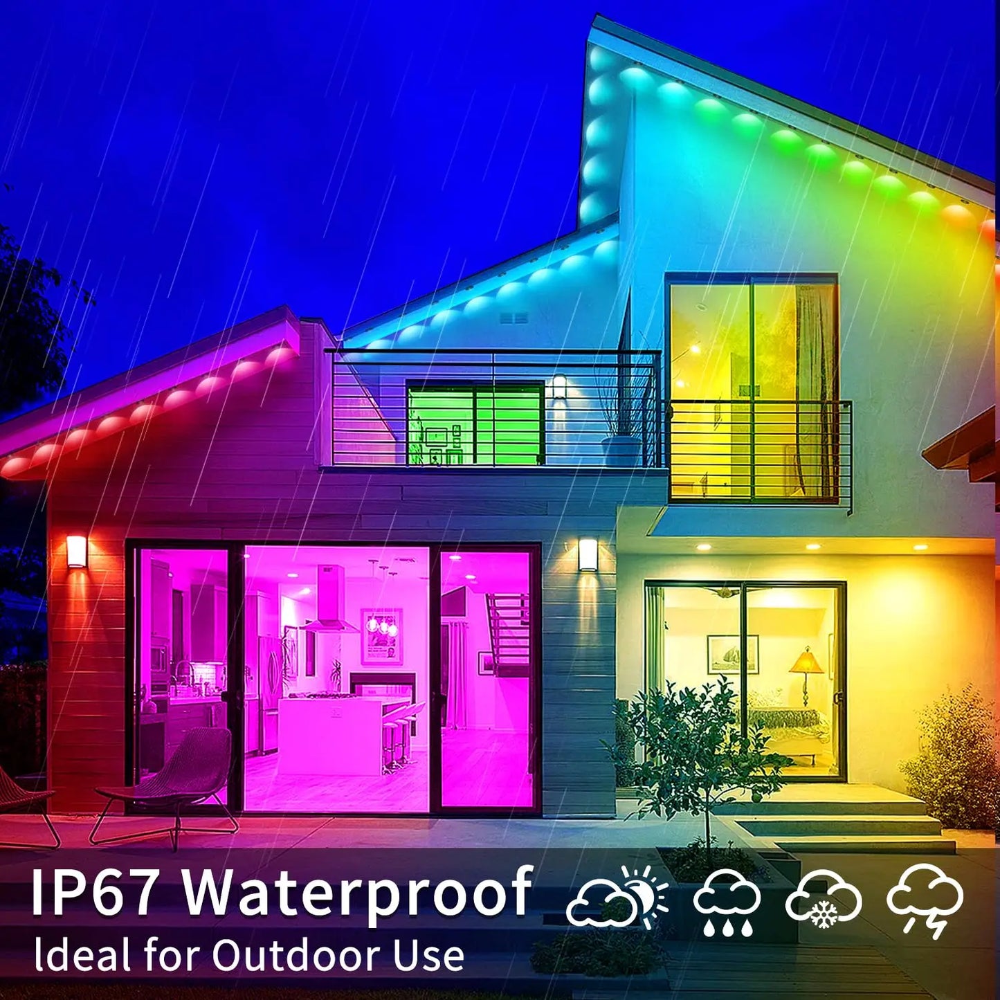 MIMIRGB Smart RGBIC Outdoor String Lights IP67 Waterproof Alexa Compatible