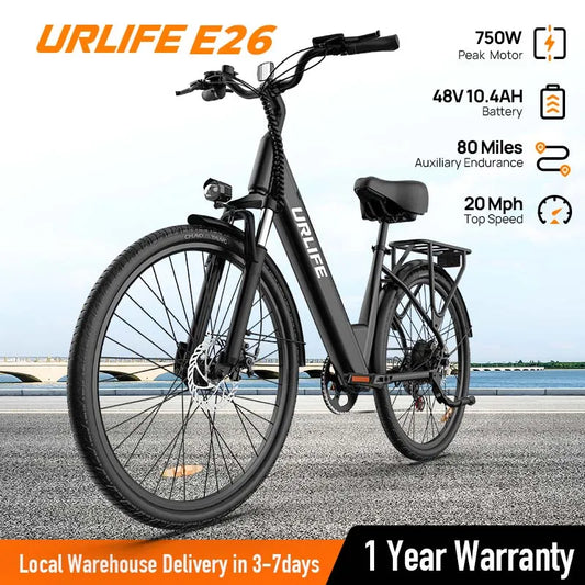URLIFE Peak 750W E26 Electric Bike With Removable Battery