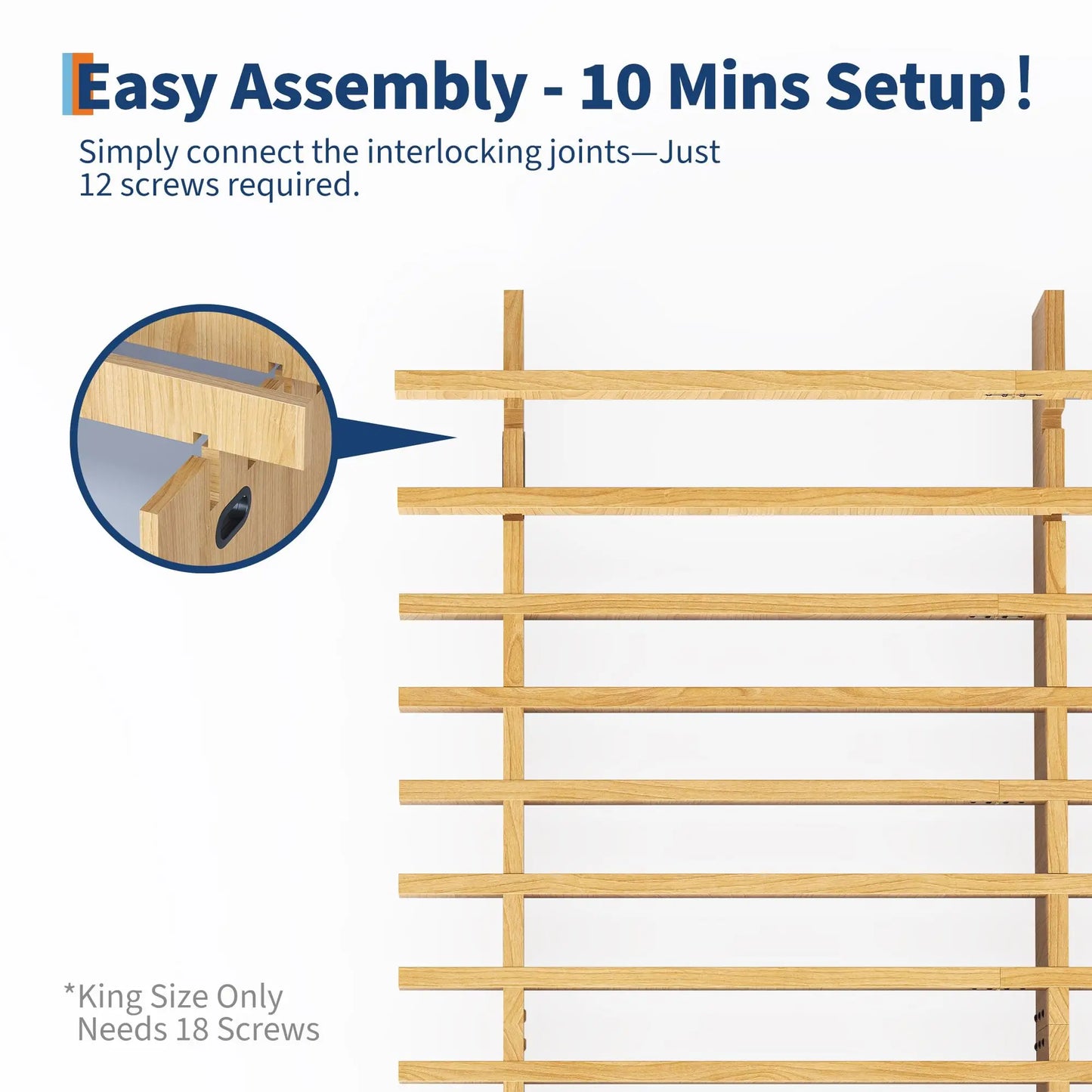 Wood Platform Bed Frame Twin Full Queen King, Low Profile Bed Frame No Headboard, No Box Spring Needed, 12 Inch Underbed Storage