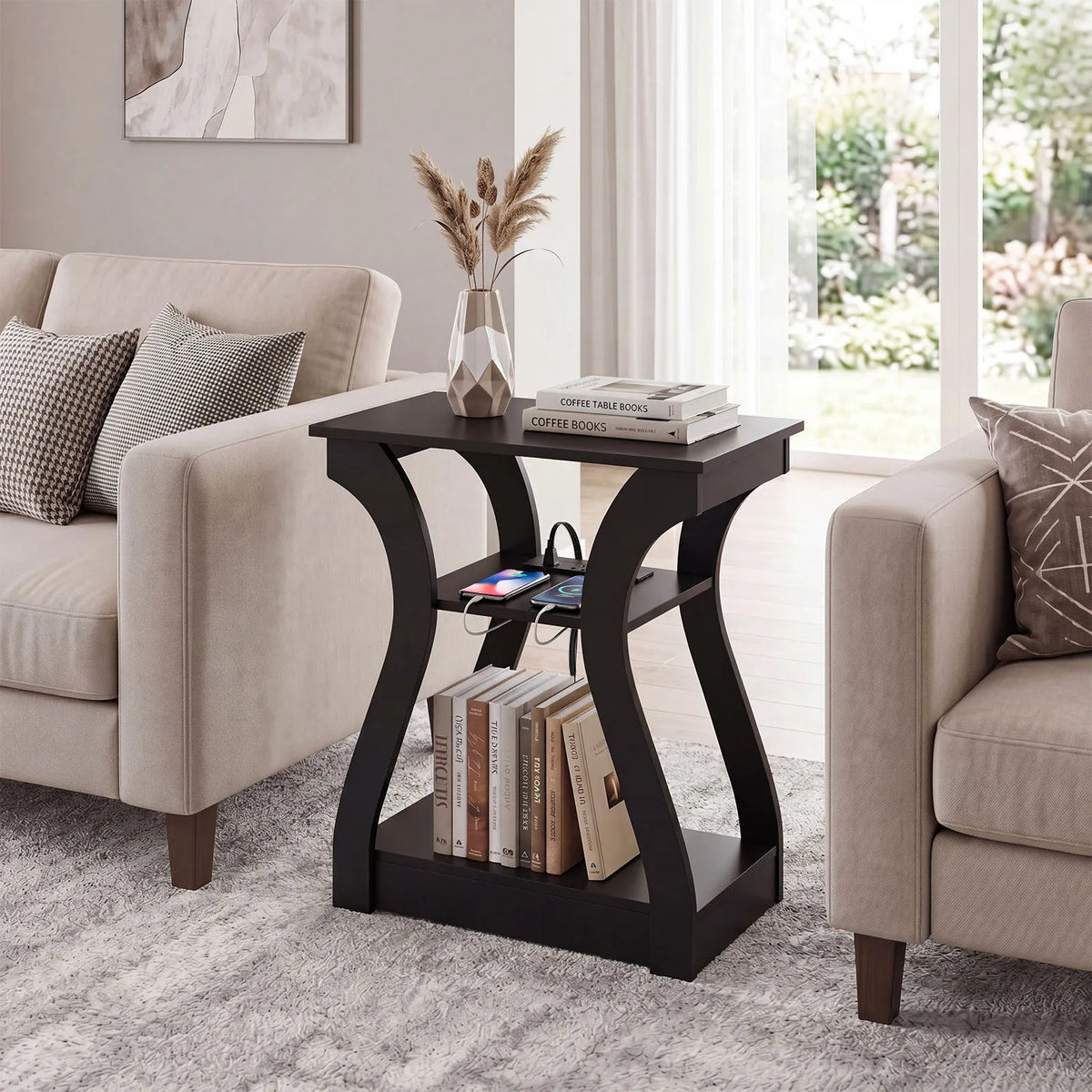 MCQ Modern Metal Side Cabinet With Integrated Charging Station