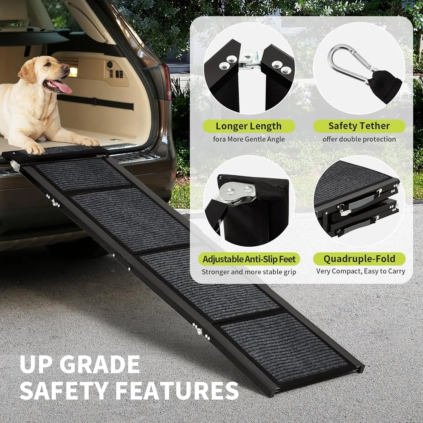 HiMISS Upgraded Car Ramp For Dogs Folding Non-Slip Pet Ramp