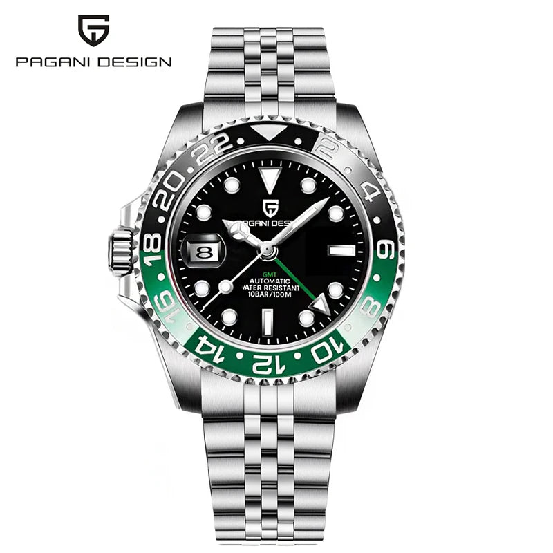 PAGANI DESIGN 40mm Automatic GMT Wristwatch Stainless Steel Waterproof Men Watch Top Brand Mechanical sports Watches Men PD-1662