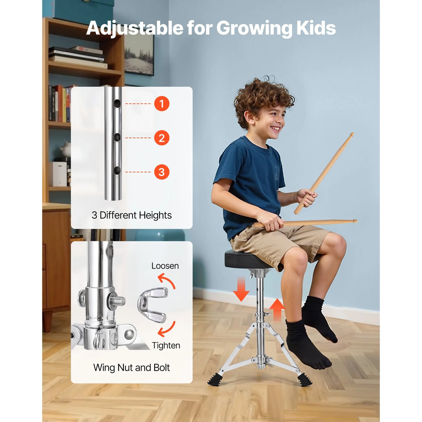 SucceBuy Five Piece Kids Drum Set With Adjustable Throne