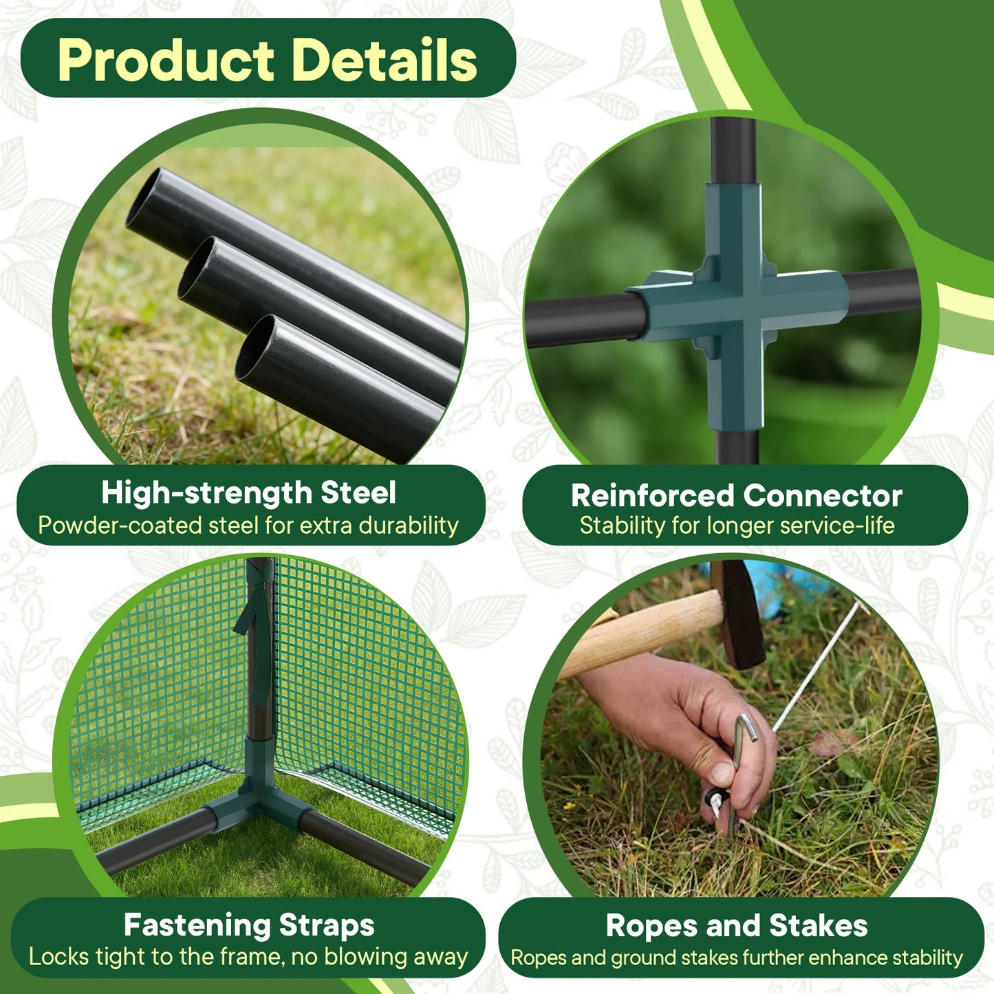 JHK Portable Walk In Greenhouse With Screen Windows For Outdoor Plants