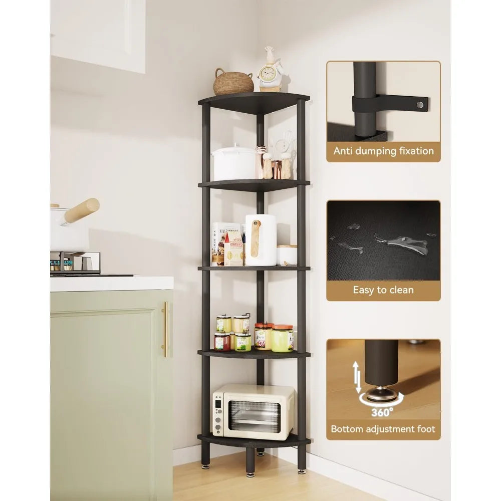 IBUYKE 5 Tier Corner Shelf Stand Industrial Display Rack