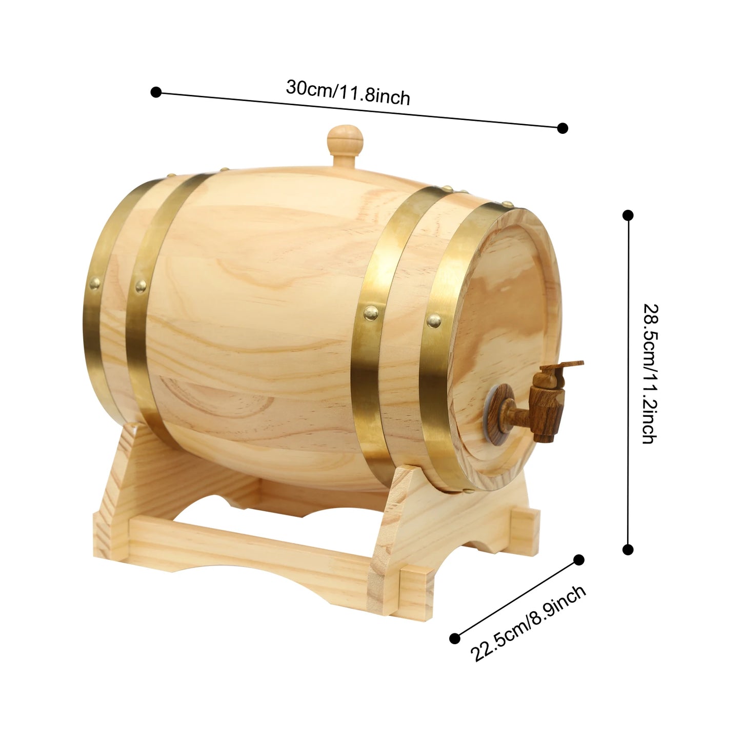 Bymaocar Wood Barrel Dispenser With Faucet For Home Bar Decor