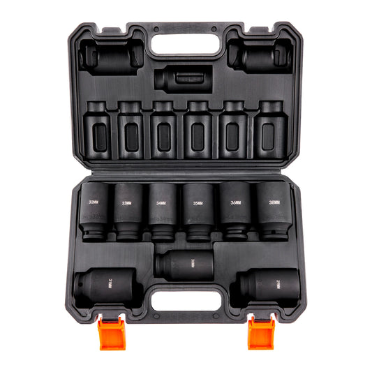SucceBuy 1/2" Drive Impact Socket Set 9 Piece Deep Socket Set Metric 29-38mm 6 Point Cr-Mo Alloy Steel for Auto Repair